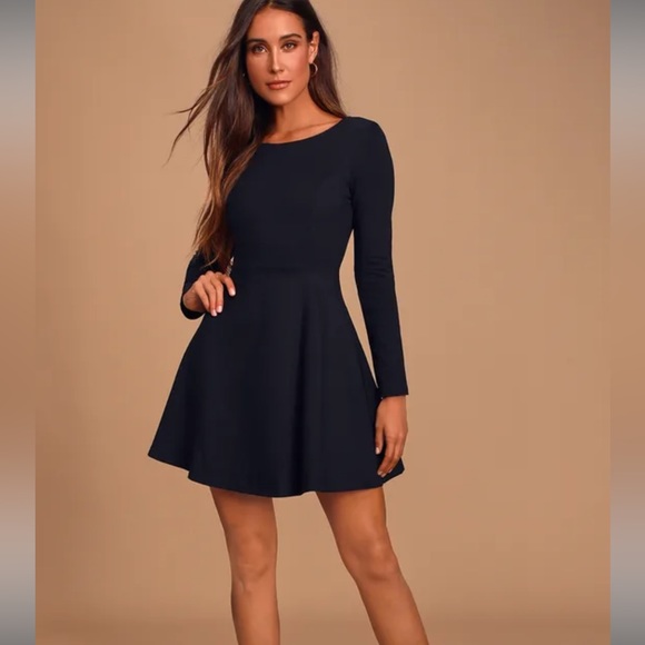 Black long sleeve baby doll dress - Picture 1 of 5
